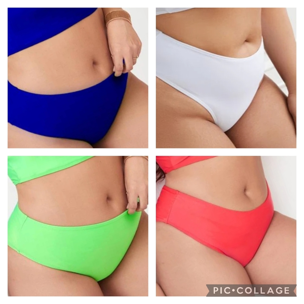 💕 Shein Lot of 4 Bottom only Bikini Swim 0XL Extra Large Red Blue White Green